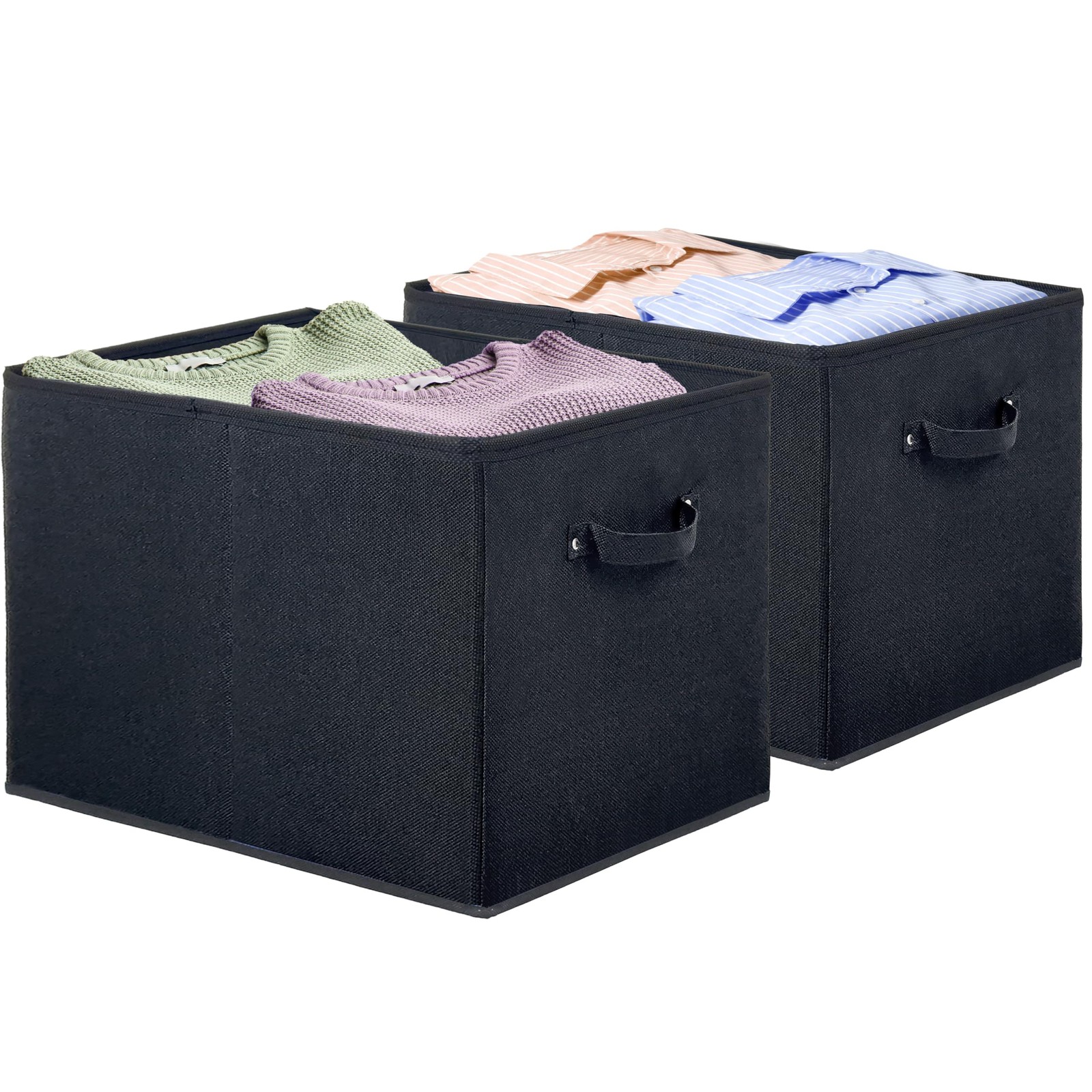 Simple Houseware 15 x 13 Inch Collapsible Fabric Storage Bin with Black