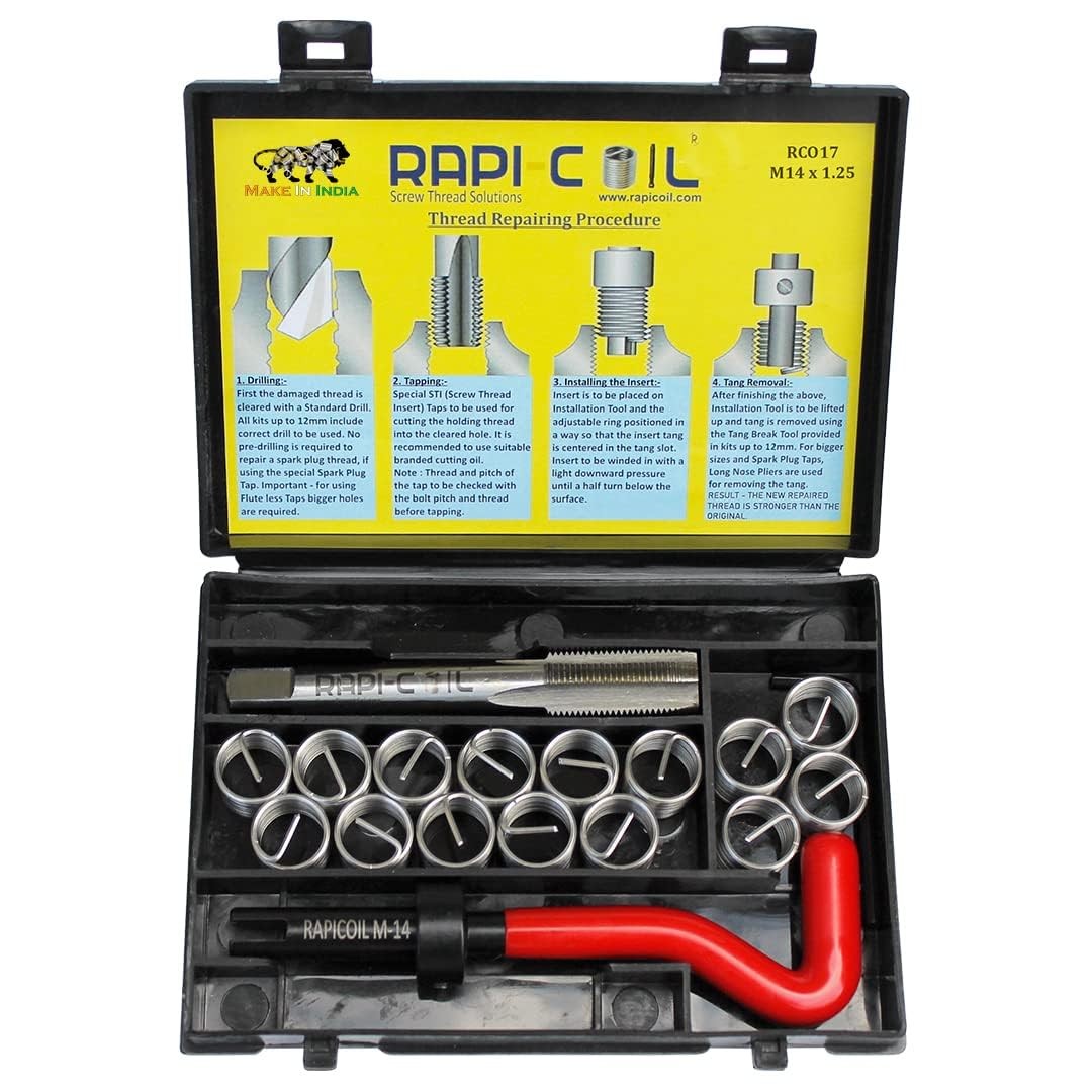RAPI-COIL Metric Thread Repair Kit Stainless Steel Helicoil Insert M14 x 1.25