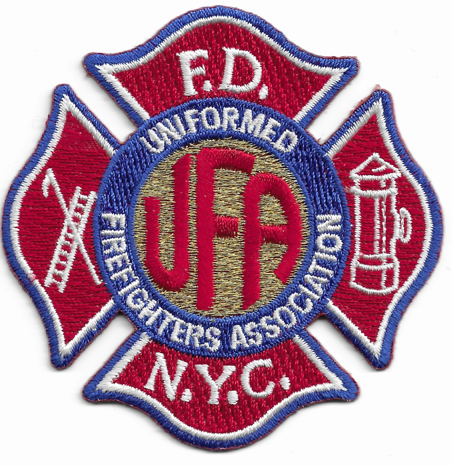 New York City  Uniformed Firefighters Association-red, NY (3" x 3") fire patch