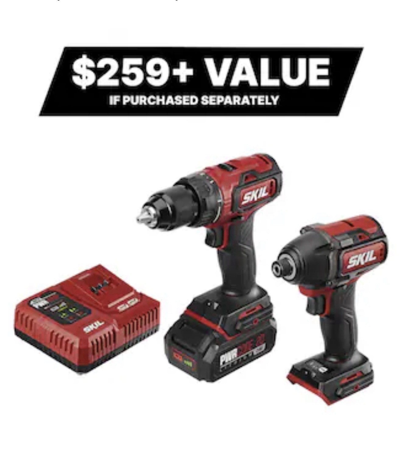 ⚡️QUIK SHIP⚡️Skil 20V 2-tool Brushless Combo Kit 1-Battery & Charger💥CB 743701