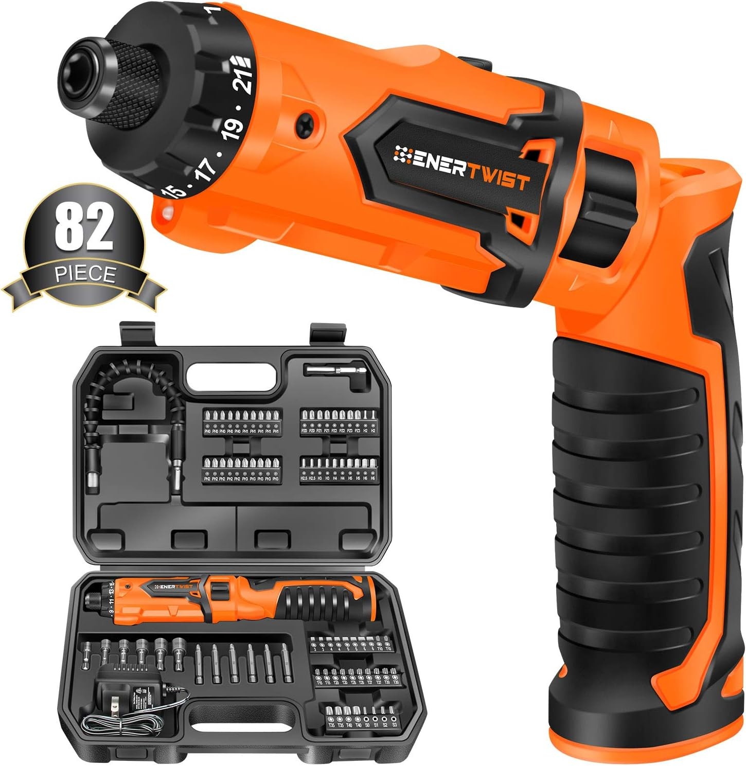 8V Max Cordless Electric Screwdriver Set, 82 Accs, 10Nm, LED