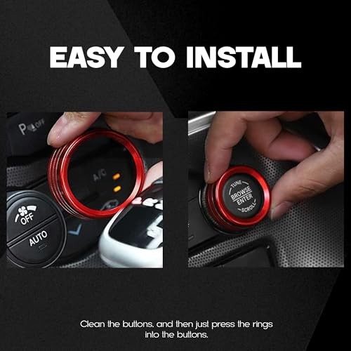 for Challenger Engine Start/Stop Sticker & Volume AC Tune Radio Switch Red
