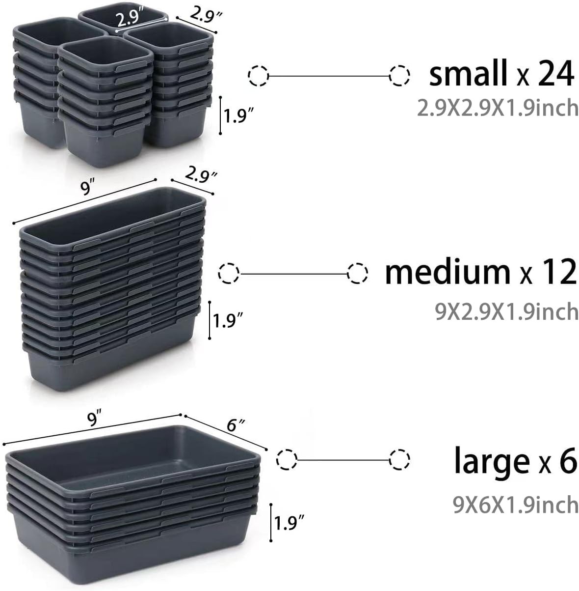 42 Pack Tool Box Organizer Tool Tray Dividers Rolling Tool Chest Desk Drawer