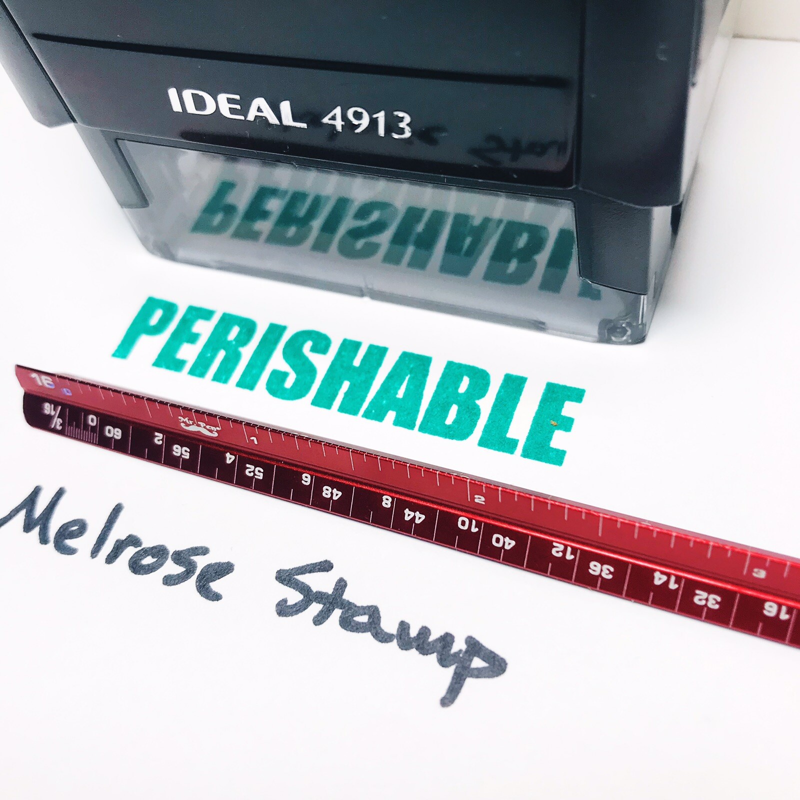 Perishable Rubber Stamp Green Ink Self Inking Ideal 4913