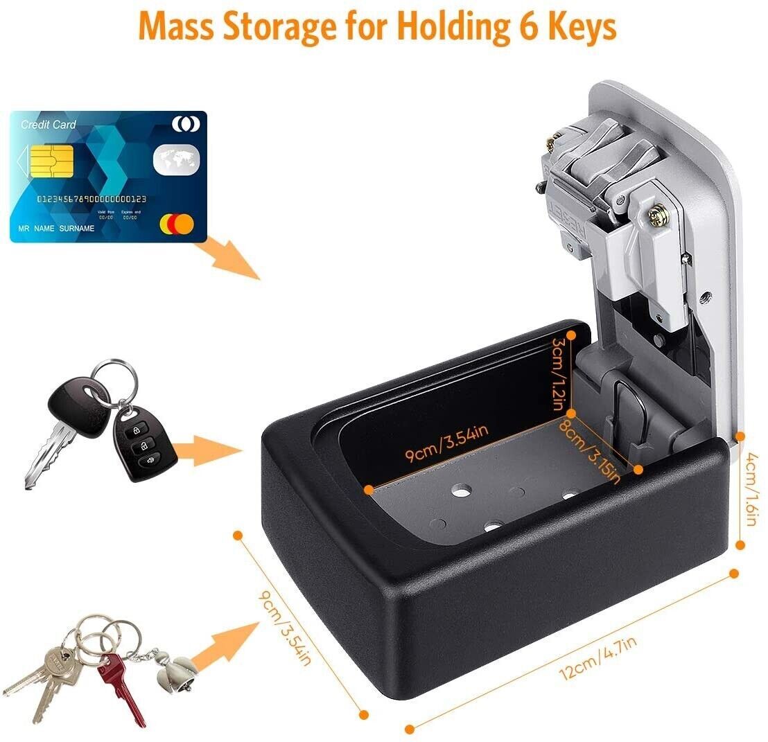 4 Digit Key Safe Lock Box Combination Wall Mount Security Storage Case Organizer