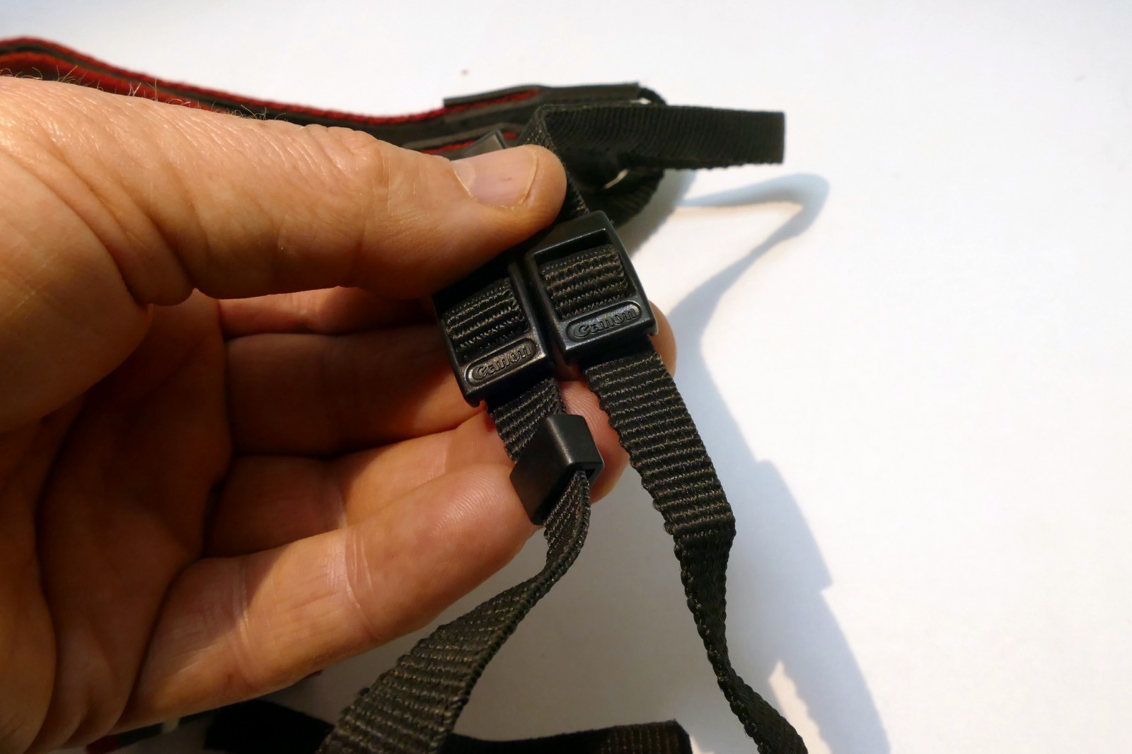 Canon EOS Camera Neck Shoulder Strap Canvas GRAY-Red-White - Original OEM