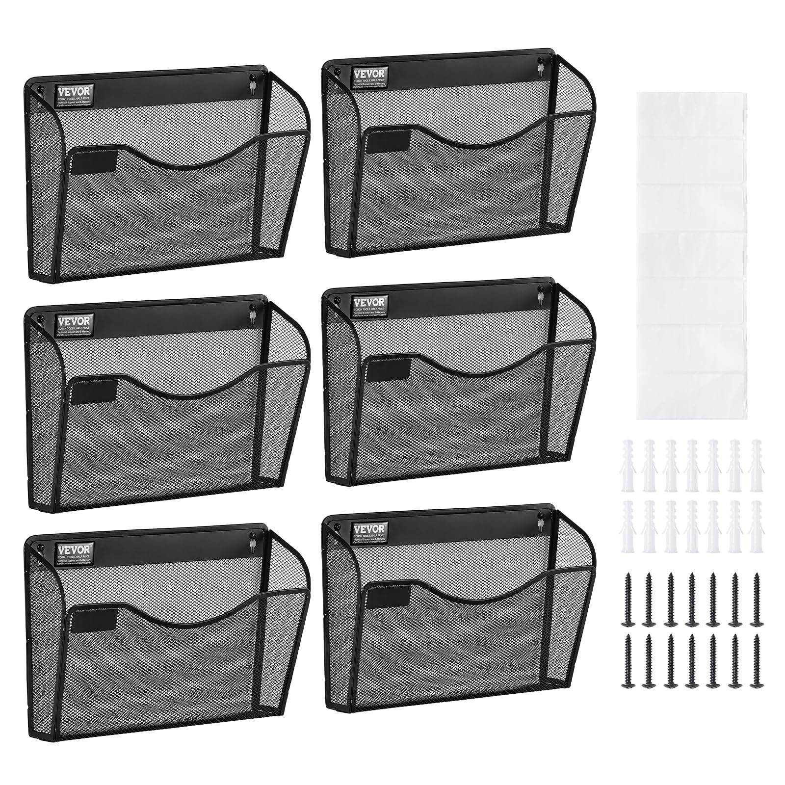 VEVOR Hanging Wall Files Organizer, 6 Pack Single Pocket Mesh Wall File Holde...