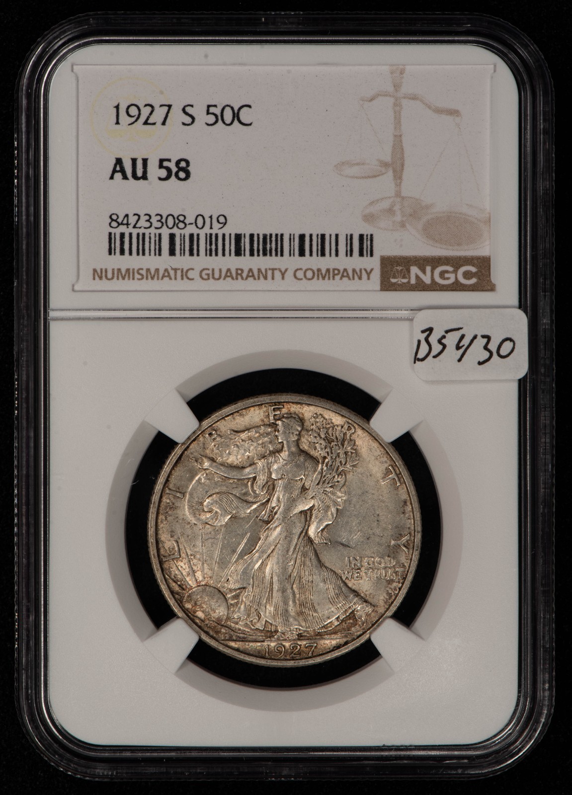 1927-S 50c Walking Liberty Silver Half Dollar - PQ Original - NGC AU 58 - B5430