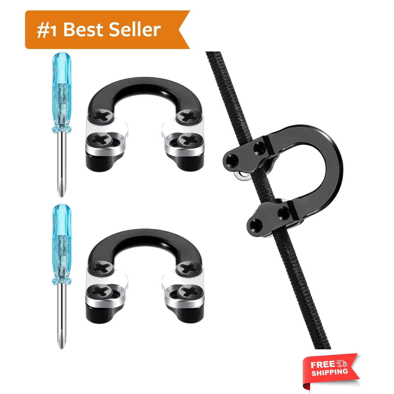 2 Sets Archery D Loop Compound Bow Metal U Nock D Ring Buckle Release Nocking...