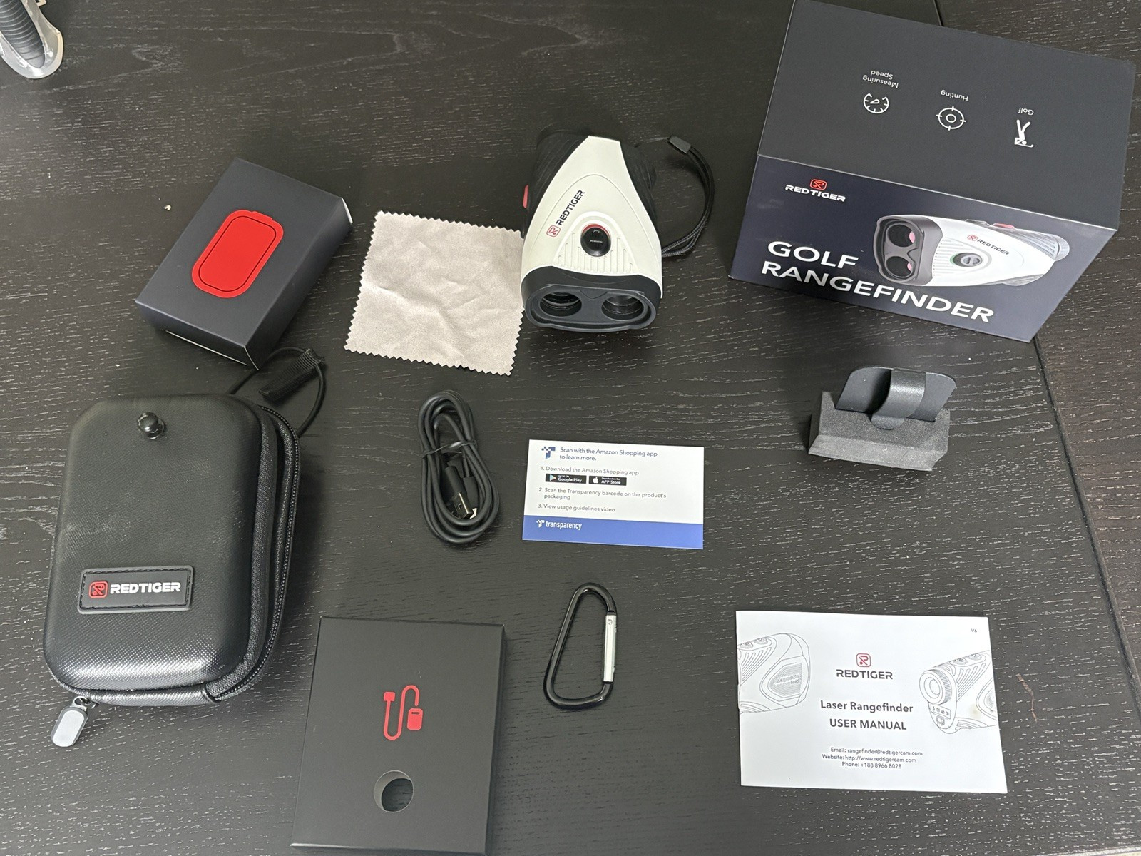 RED TIGER GOLF RANGEFINDER GOLF W/ SLOPE YARDAGE + USB CHARGE CORD