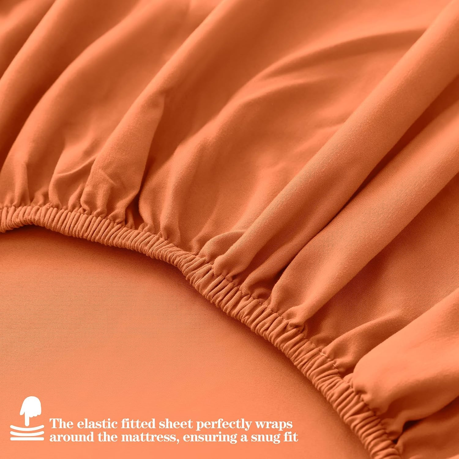 6 Pcs Pumpkin Orange Queen Bed Sheets, Queen Size Sheet Set Deep Pocket Fit for
