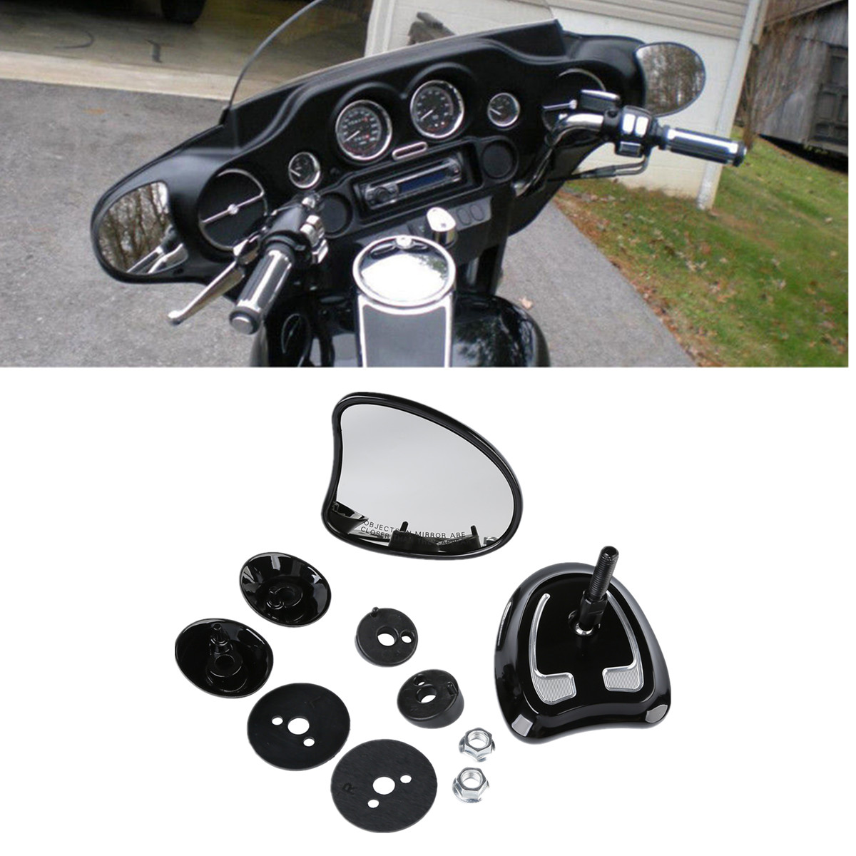 Tapered Fairing Mount Mirrors Fit For Harley Electra Glide Street Glide 14-24 US