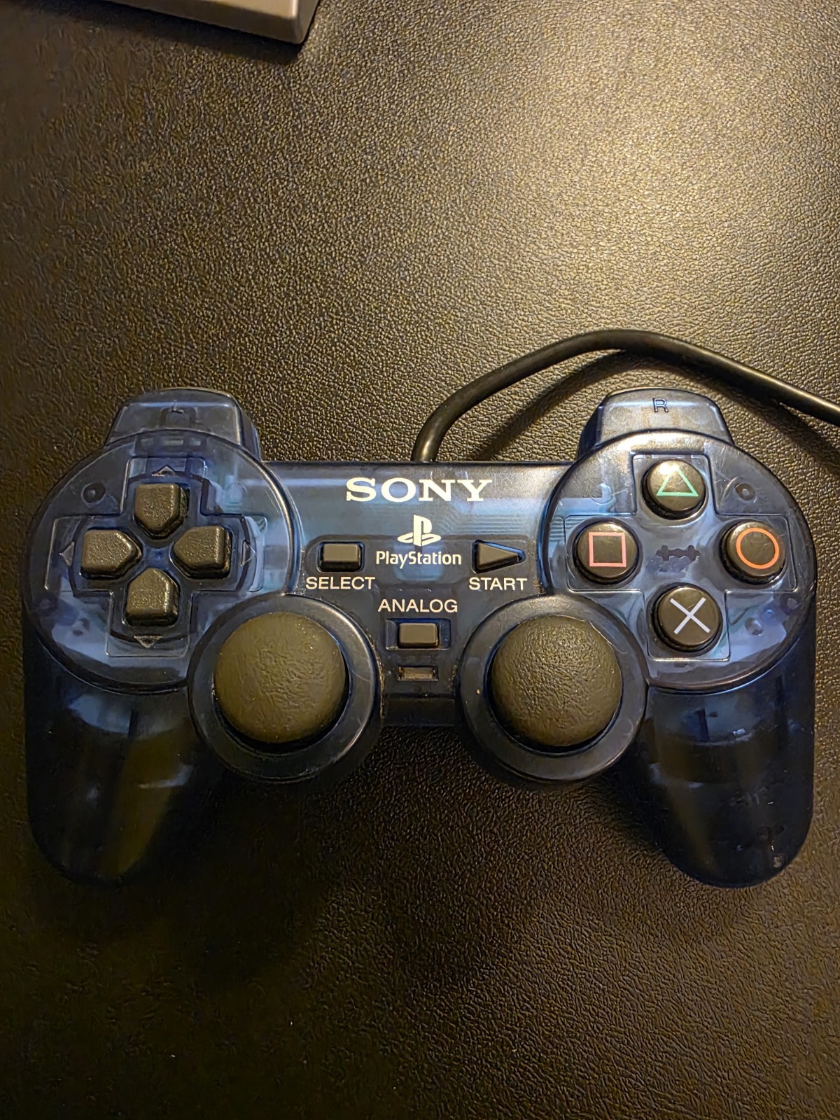 Sony PlayStation 2 DualShock  Wired Controller Transparent Blue TESTED DRIFT