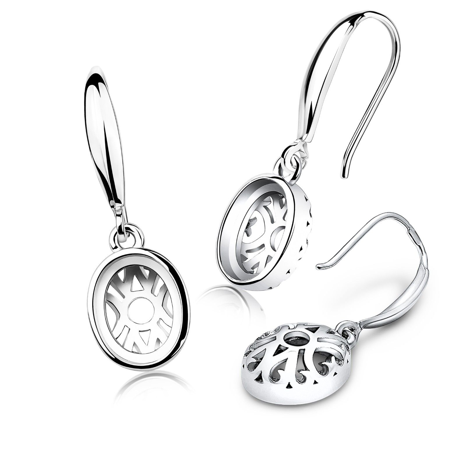 Silver Earrings Blank Pair – 8×10 mm Cabochon Bezel Setting Blank