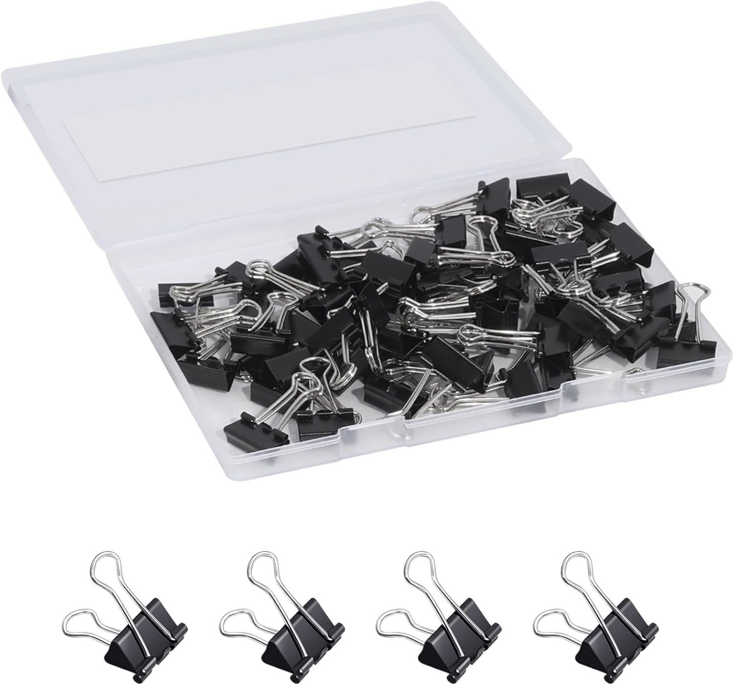 Ufmarine 60 Pcs Small Binder Clips 3/4 Inch Length, Black Small,