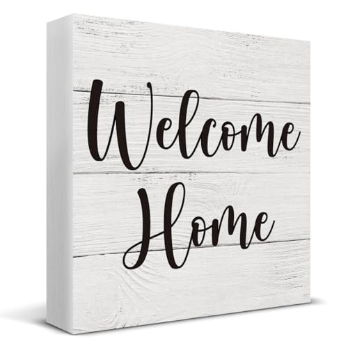 Welcome Home Sign, Welcome Home Wooden Box Sign Desk Decor, Family Quote Wood