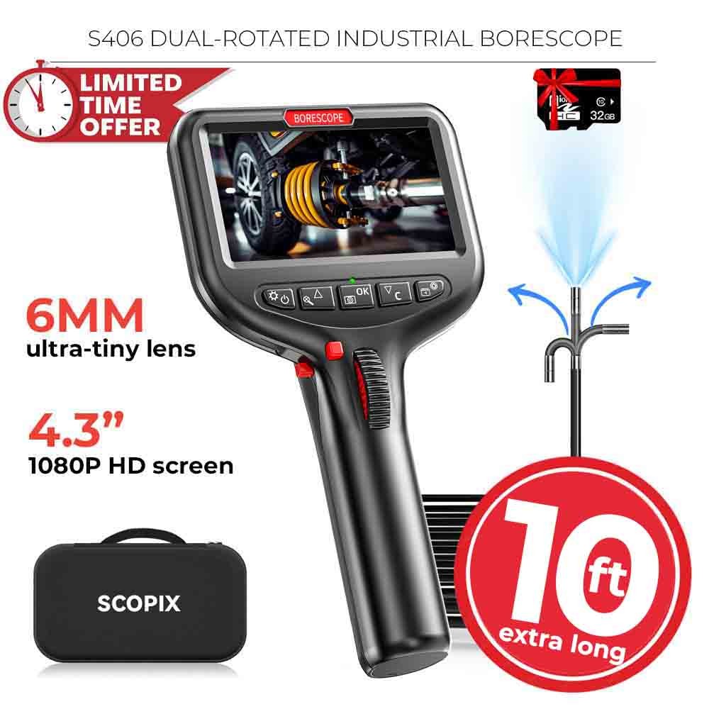 10FT🔥 Endoscope 2-Way 360° Inspection Camera Articulating Borescope Semi Rigid
