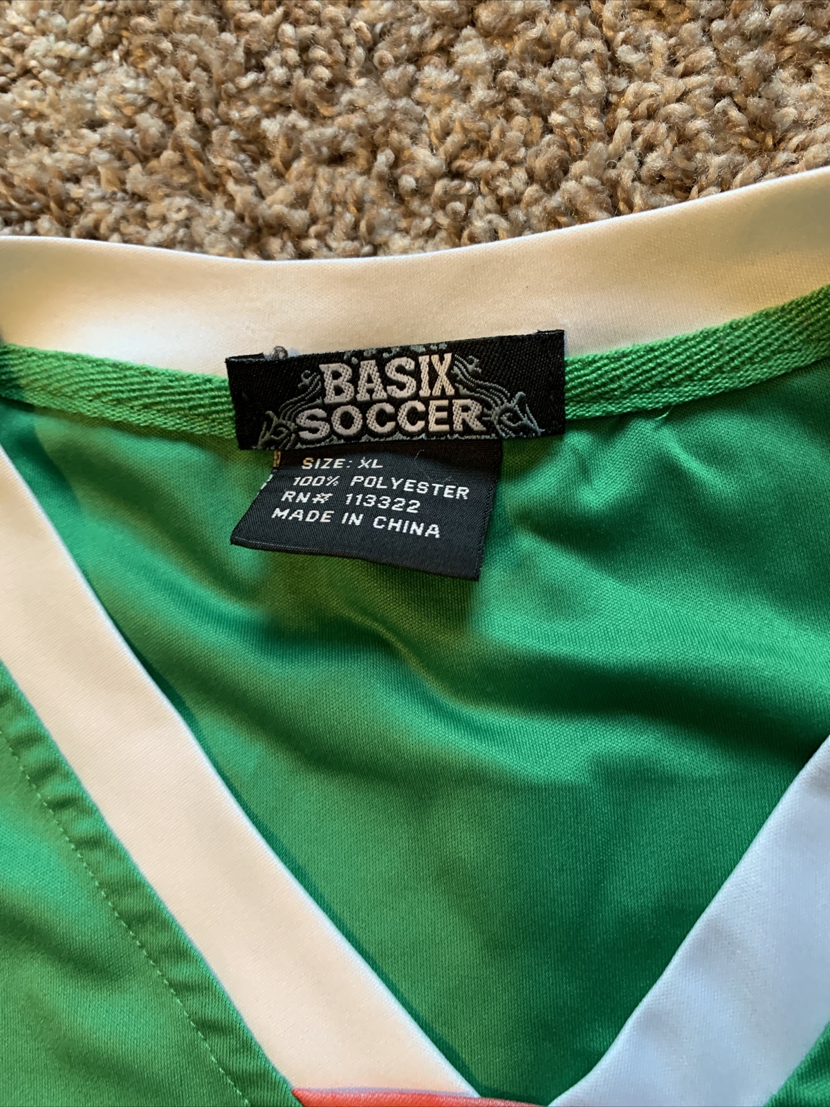 Basix Soccer Mens Green White Red Mexico Soccer Shirt Size XL Polyester