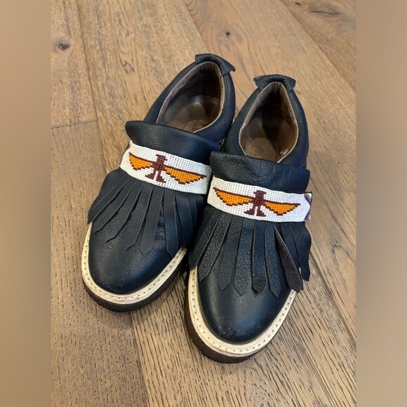 Slip On GLASTO With Beaded Thunderbird/Eagle Navajo Style Oxford Loafer 8