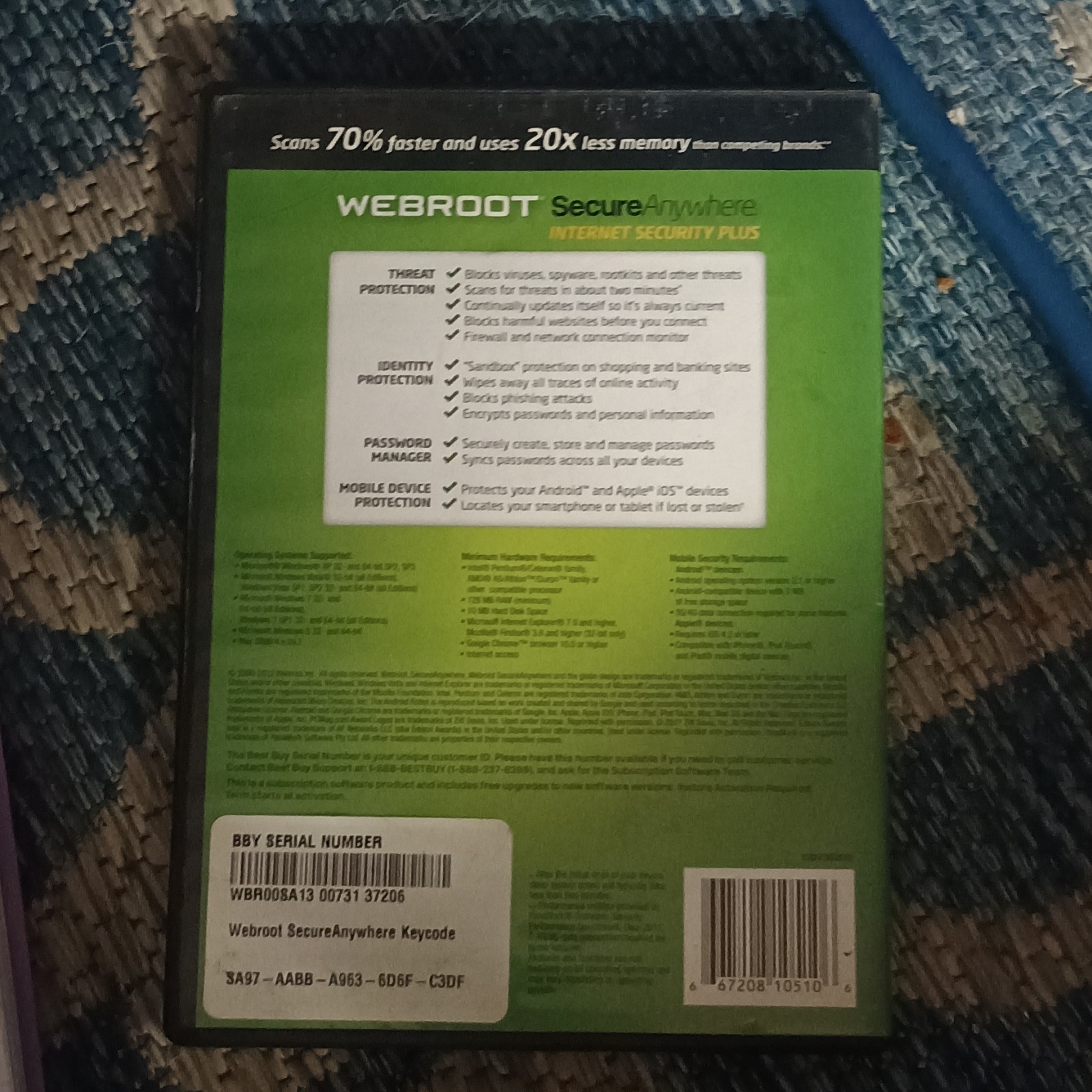 Webroot SecureAnywhere Internet Security Plus Antivirus CD Windows 8 3 Devices