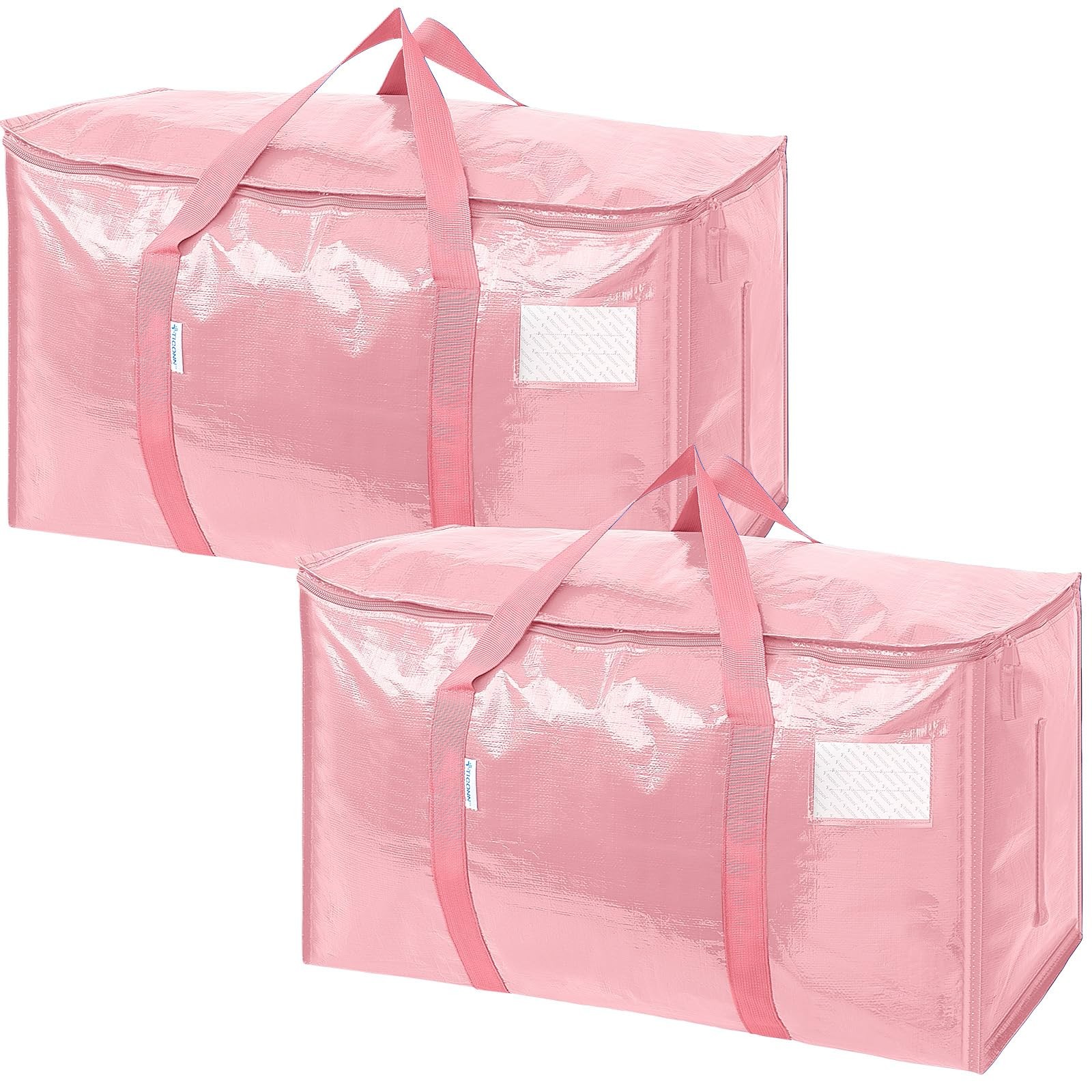 TICONN Extra Large Moving Bags 2 Pack Heavy Duty Zipper Storage Bags Coral