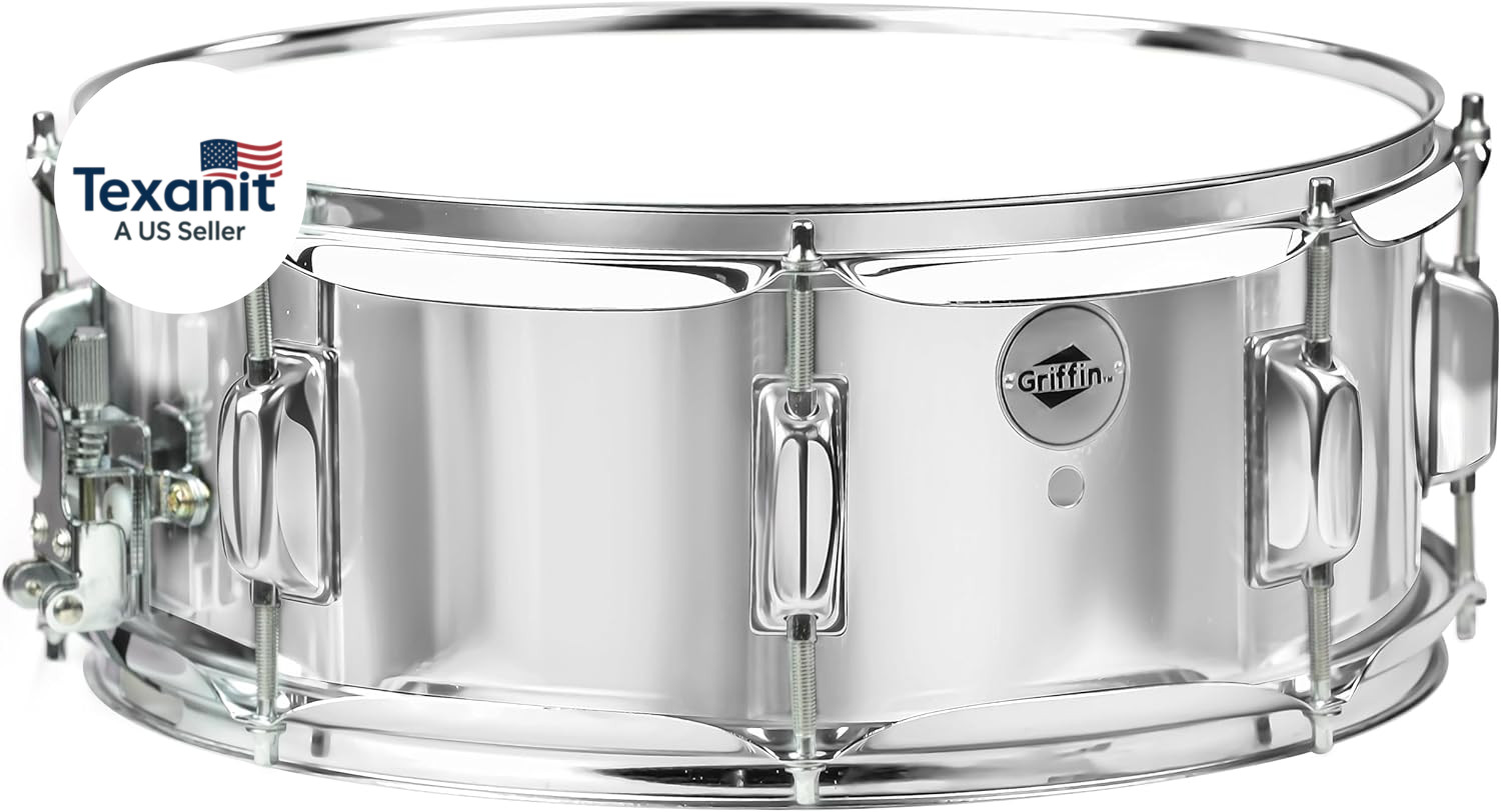 14" X 5.5" Steel Snare Drum (Metalpro Edition) – Chrome Shell with 8 Lugs, Throw