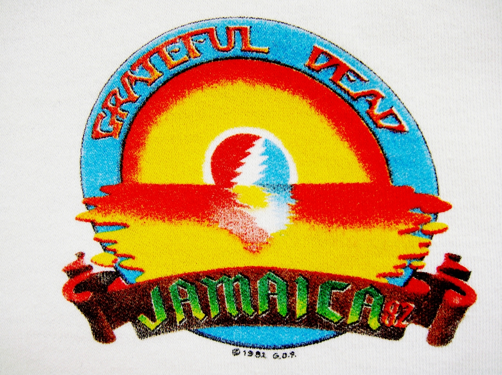 Grateful Dead Shirt T Shirt Vintage 1982 Jamaica '82 GD Bolt Sunset Womans GDP L