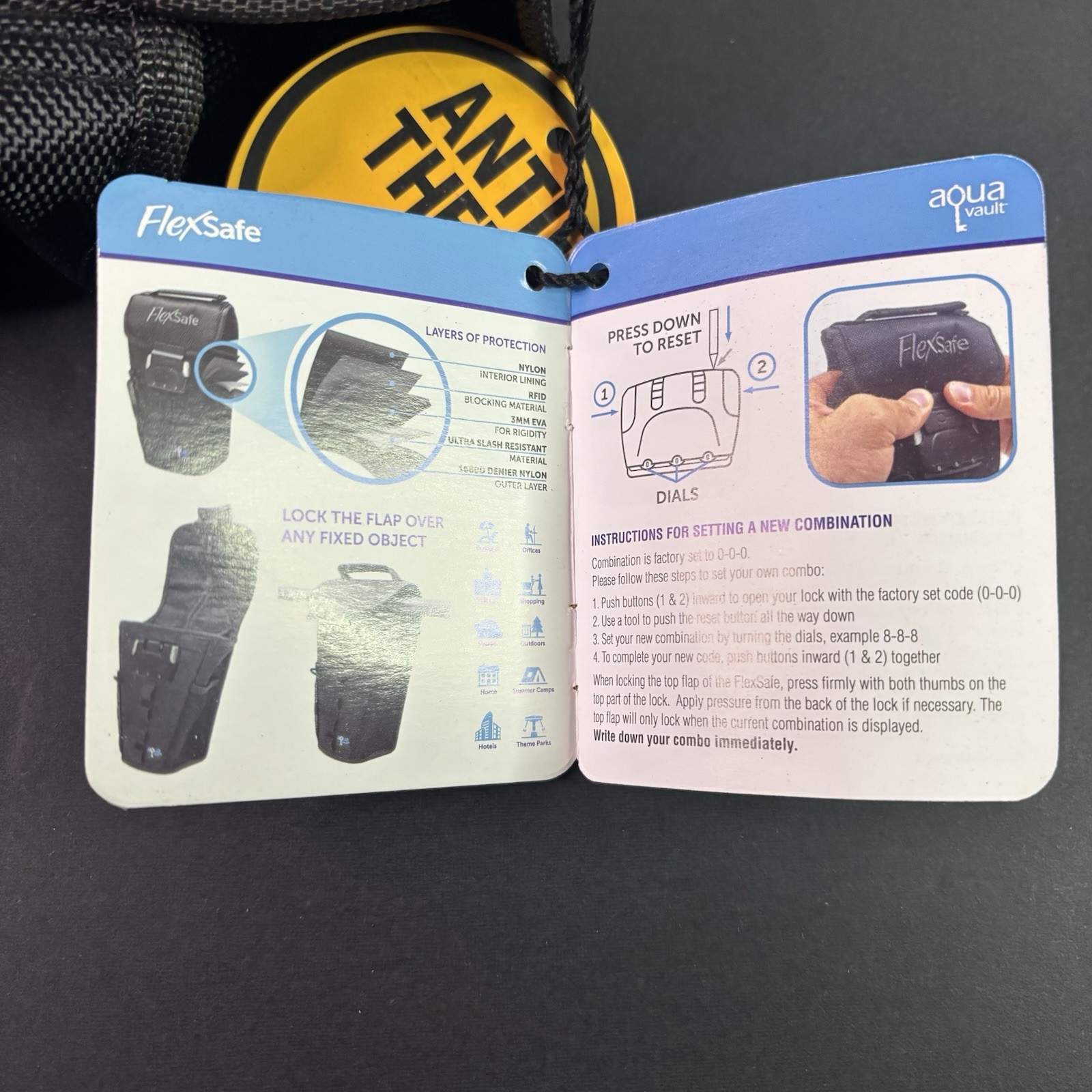 Flex Safe Aqua Vault Anti-Theft Portable Safe Combination Lock