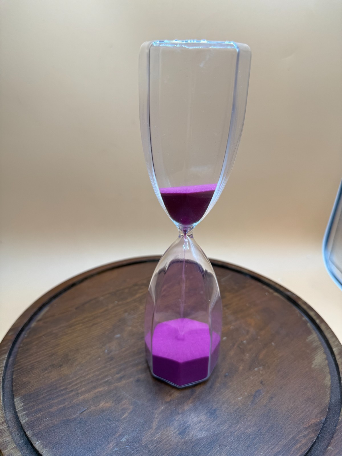 Clear Transparent Plastic Hourglass Timer Purple Sand Watch Decorative Ornament
