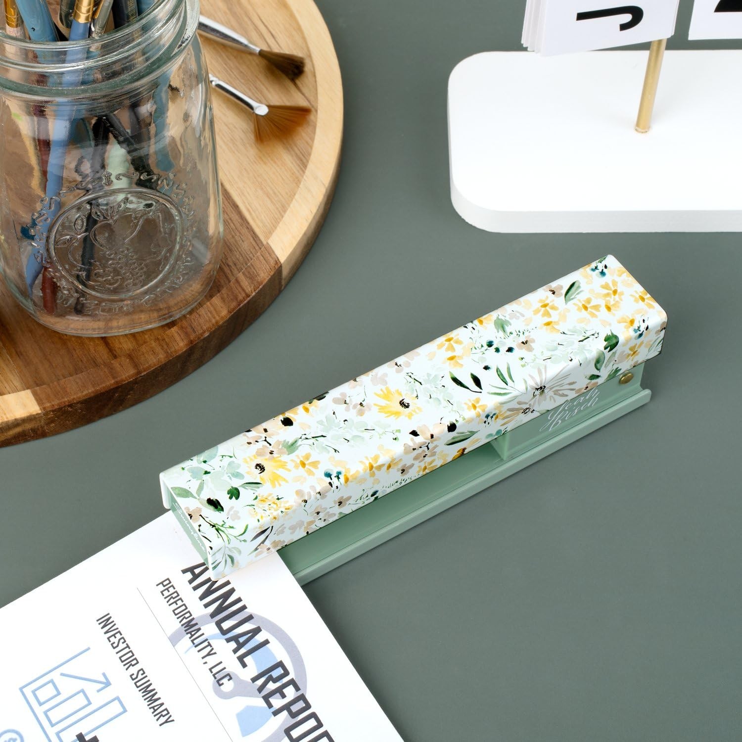 Stapler by Leah Bisch, 20 Sheet Capacity, Full Strip, Wildflowers, Colorful F...