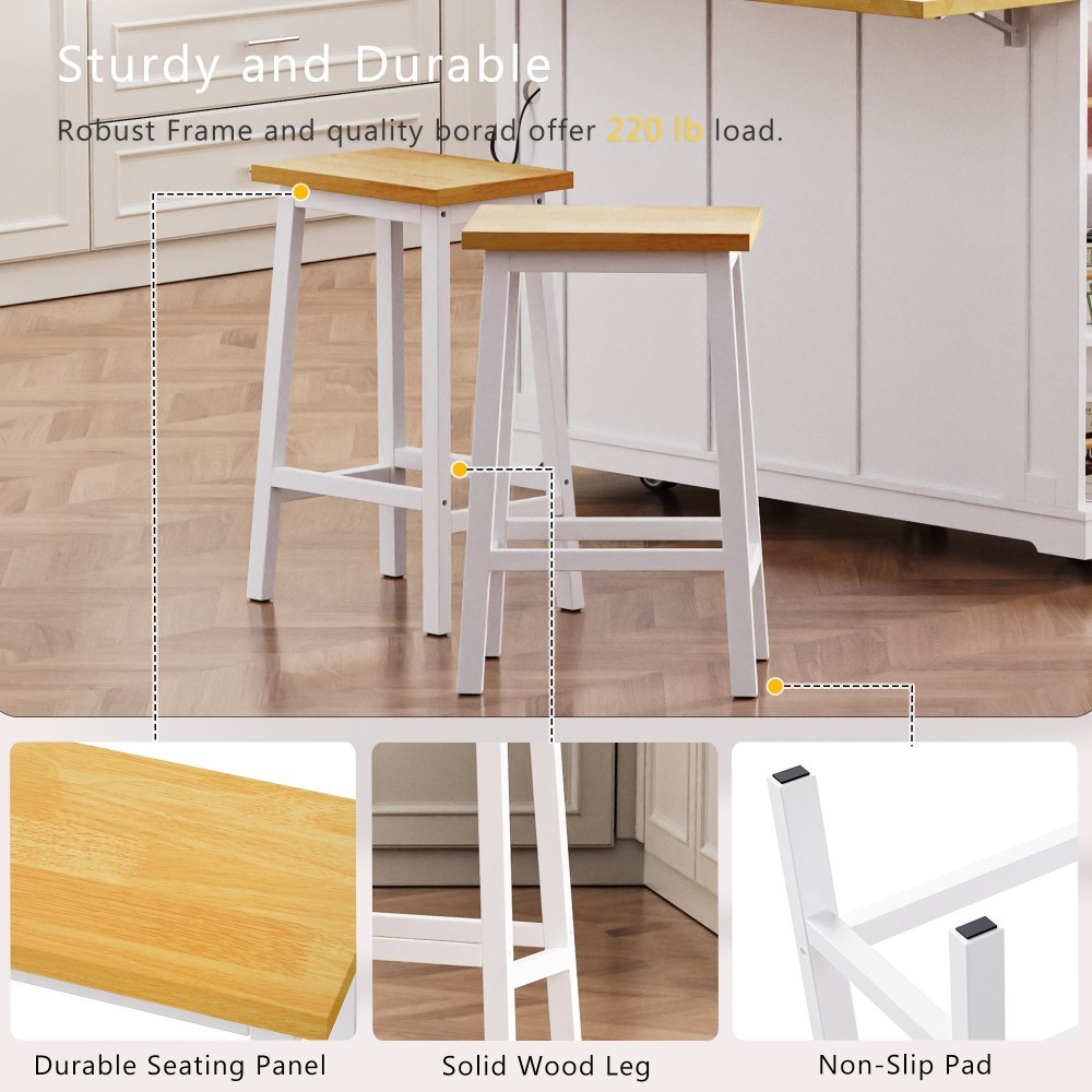 Kitchen Island W 2 Bar Stools 5 Open Side Racks 2 Drawers