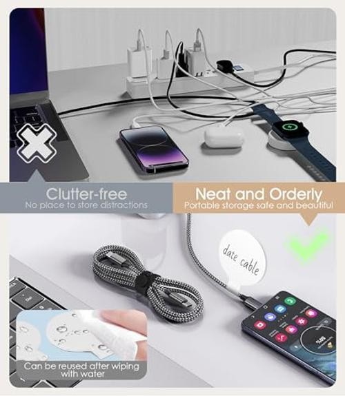 32Pcs Cable Labels and Silicone Cable Ties Value Cable Black&white-32pcs