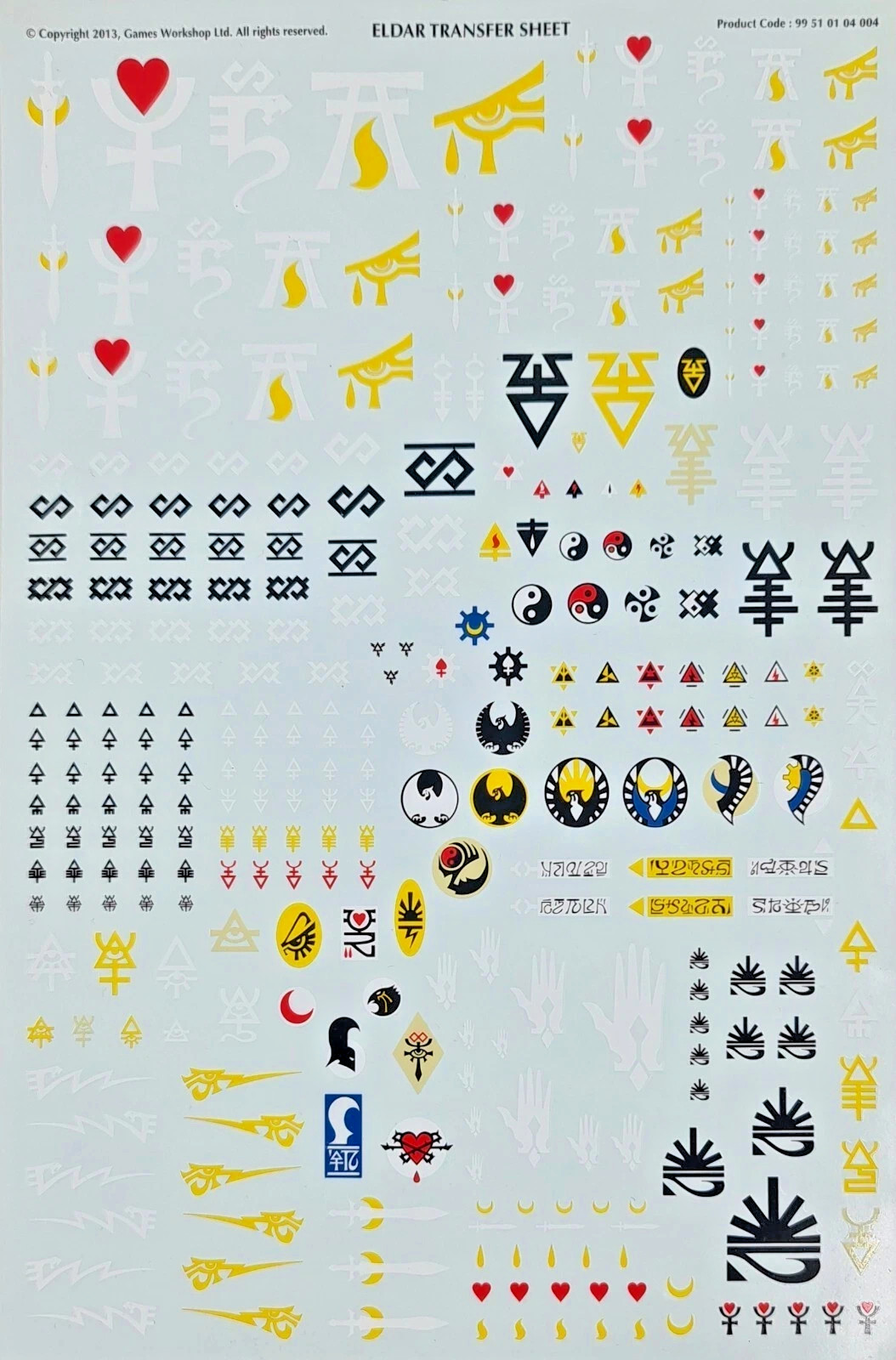 Warhammer 40k  Large Eldar - TRANSFER SHEET -