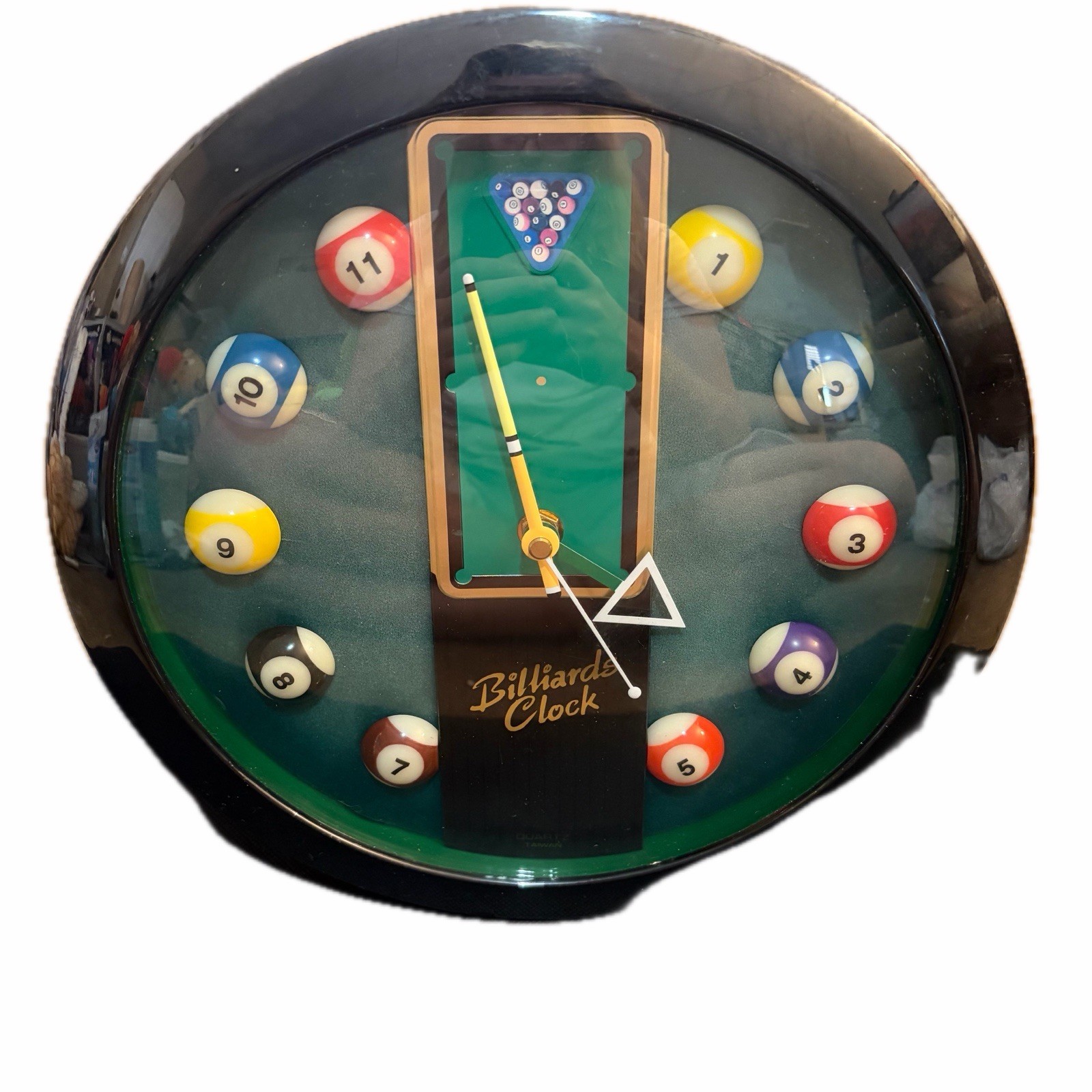 Vtg Wall Clock 1980s-90s Billiards Pool Table Balls Panclox Quartz Bar Man Cave