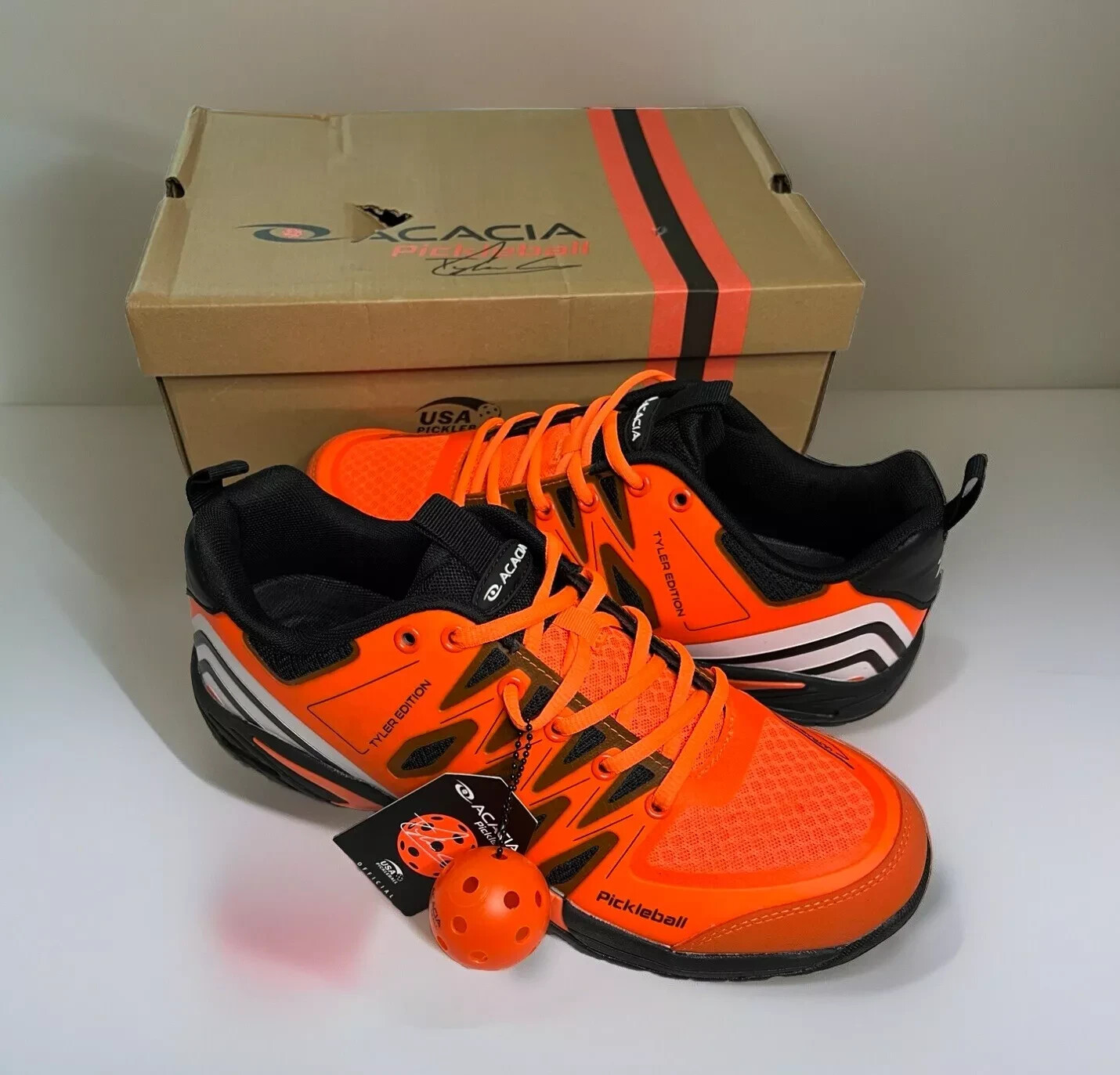 Acacia Men`s Tyler Signature Edition Pickleball Shoes 12 NEW Orange