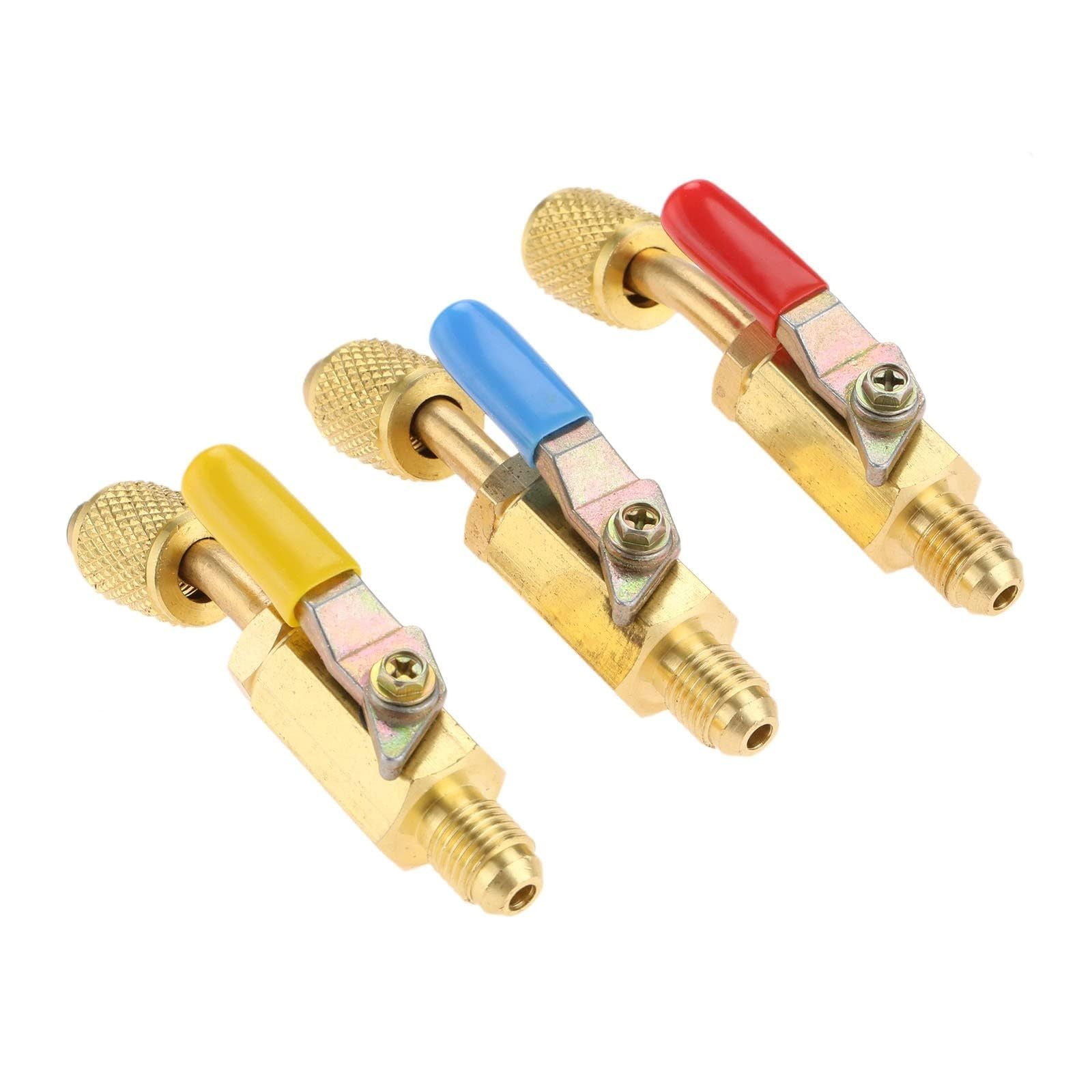 Aupoko Air Conditioning Refrigerant Angled Compact Ball Valve,3Pcs