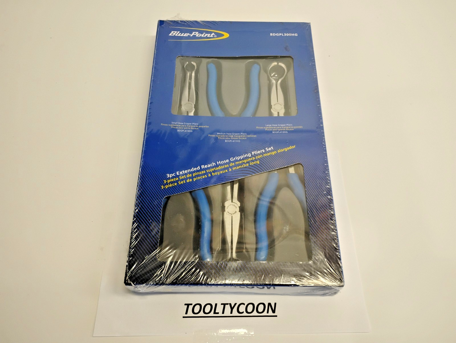 Blue Point Tools BDGPL300HG NEW Hose Grip PLIER SET 3PC Extended Reach BLUE
