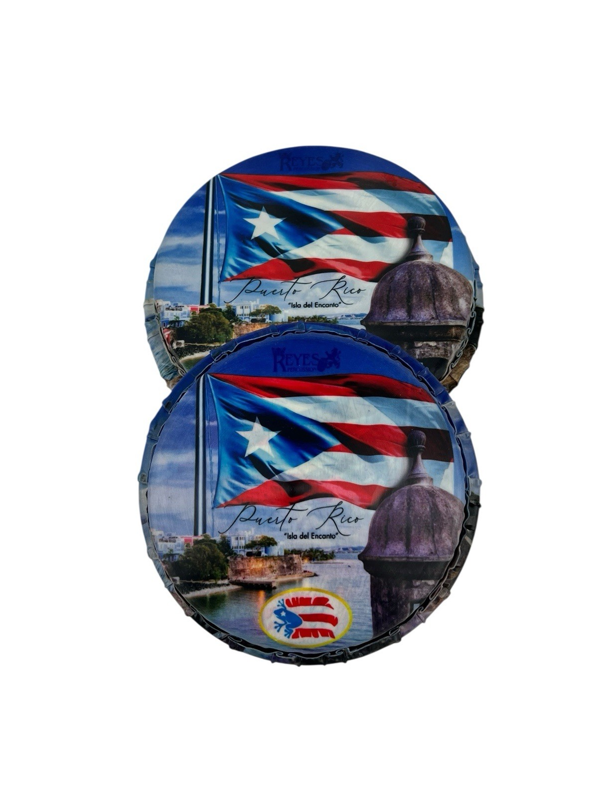 Bongo Drumheads, Tucked, Reyes 7-1/4” & 8.50” Set of 2  Synthetic Heads PR Flag.