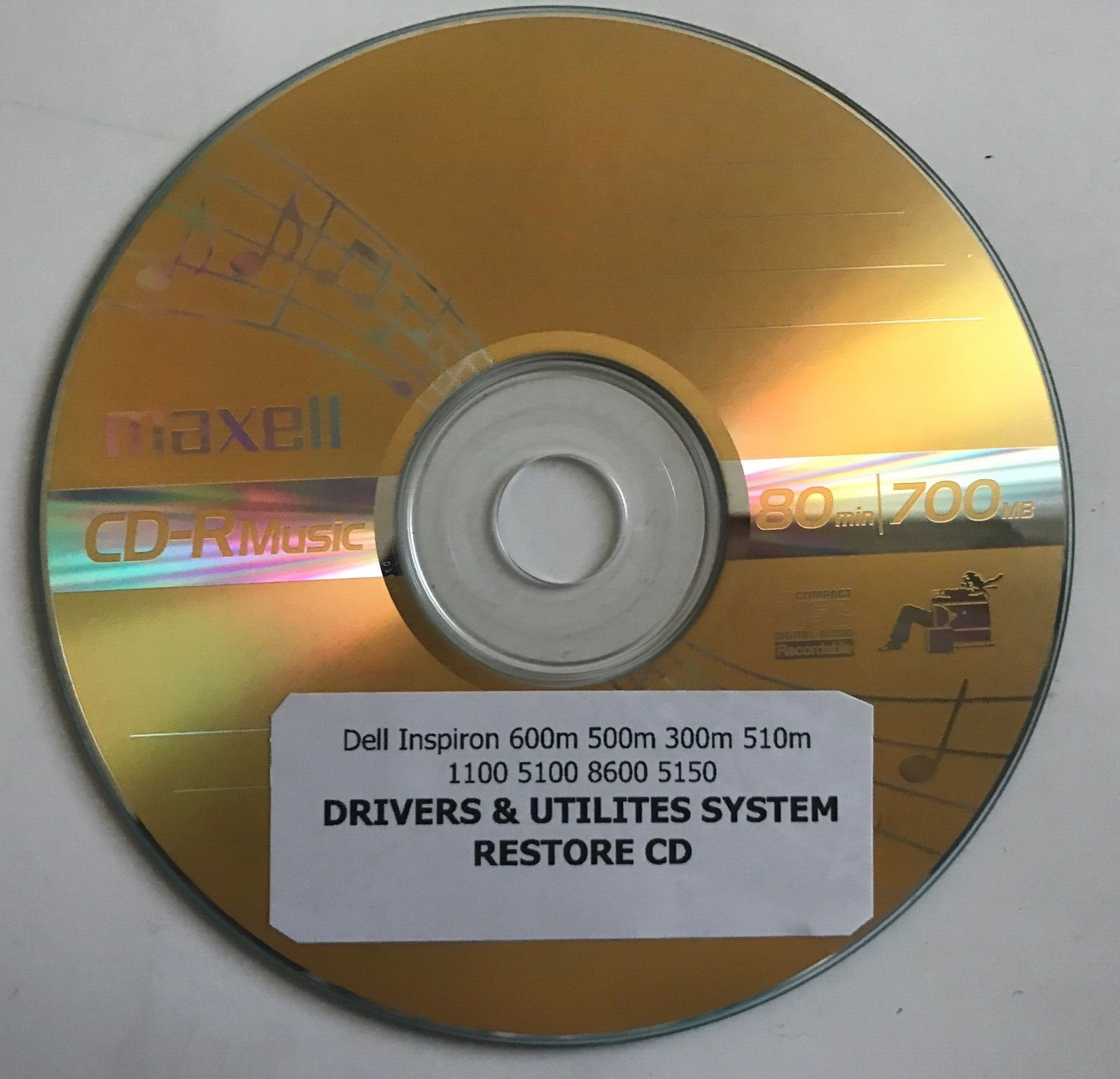 Dell Inspiron 600m 500m 300m 510m 1100 5100 DRIVERS & UTILITES SYSTEM RESTORE CD
