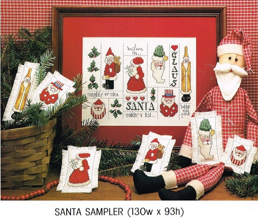 SANTA SAMPLER   CROSS STITCH PATTERN  ONLY  -  TL   EEUR
