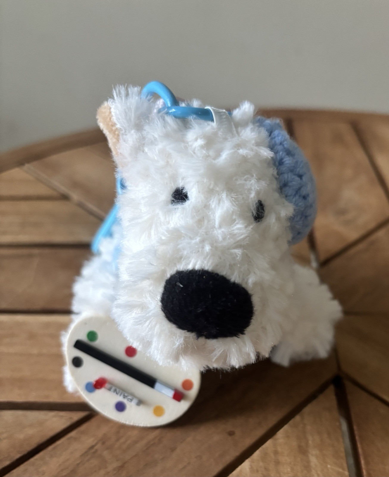 NWOT Puppy Dog Artist Bag Purse Charm Luggage Plush Dog Painting 4”
