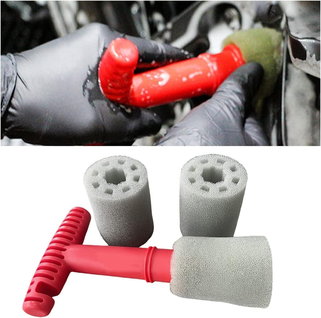 Car Wheel Detailing Brush, Removable Insert Lug Wash Nut Sponge Cleaner Tool for