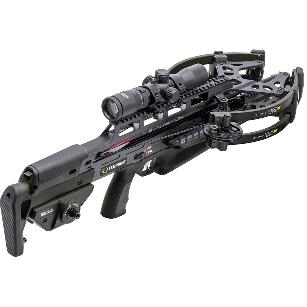 TenPoint TX 28 Crossbow Package ACUslide MAXX Rangemaster 100 Scope Moss Green