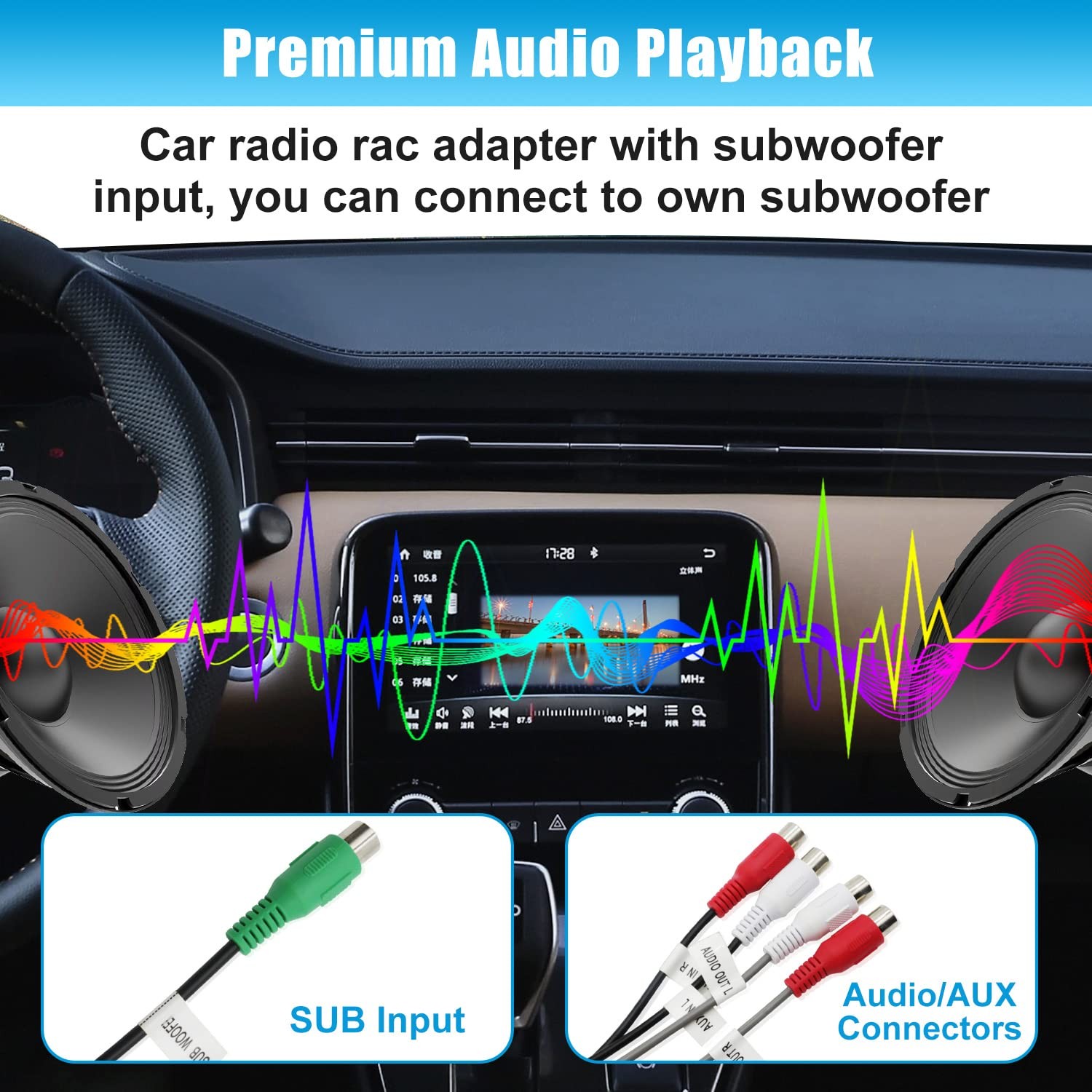 Fiegromech Android Car Stereo Radio RCA Cord Assembly 20 Pin Multicolored