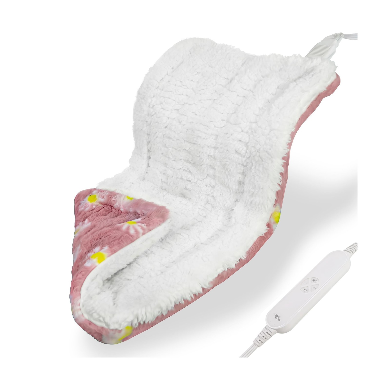 GOQO TOMO Heating Pad, 12 x 24 Inch, Pink Floral Pattern, Machine Washable, 8...