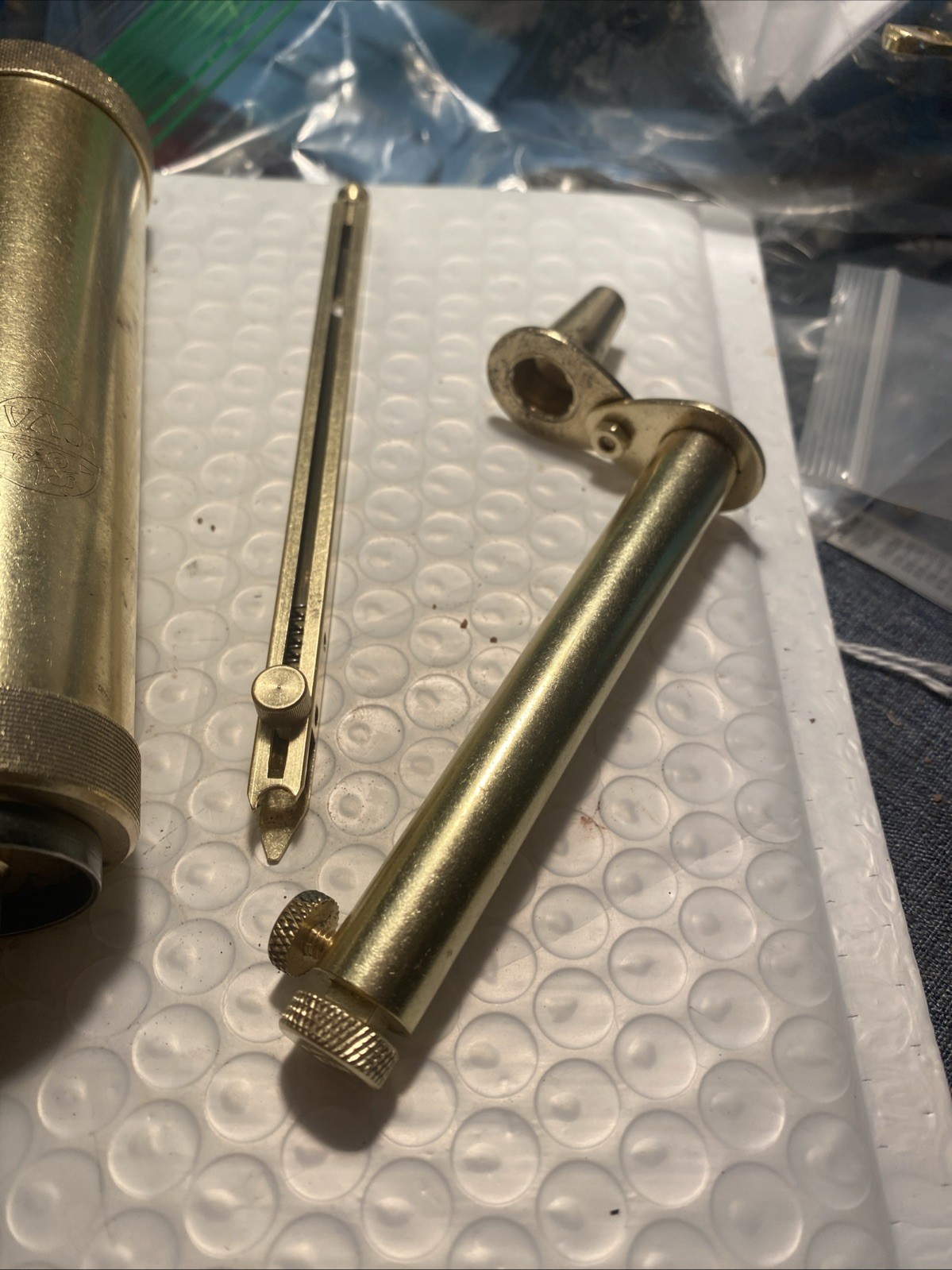 Brass Powder Horn, Measure and Capper.