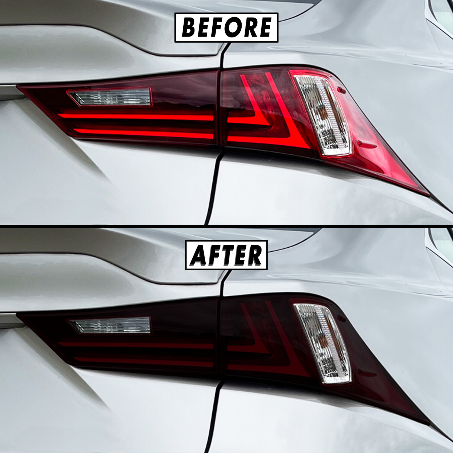 FOR 2014-2016 Lexus IS Tail Light Cutout & Reflector SMOKE Vinyl Tint Overlay