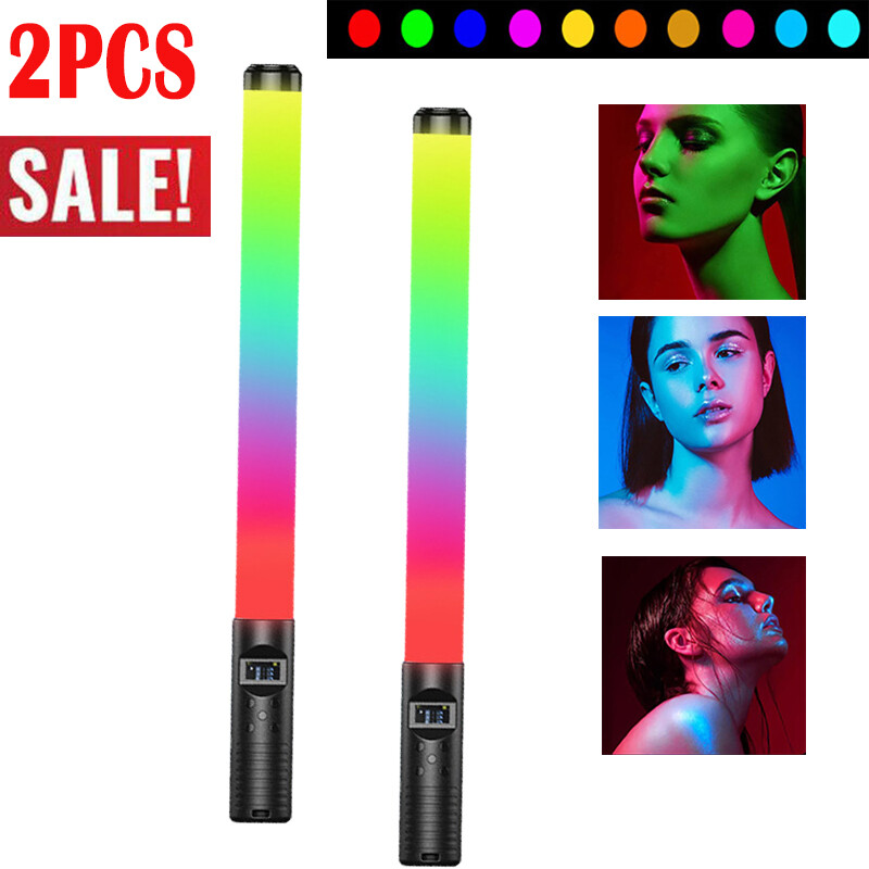 2PCS LED RGB Fill Light Stick Lamp Handheld Colorful Photography Selfie Portable