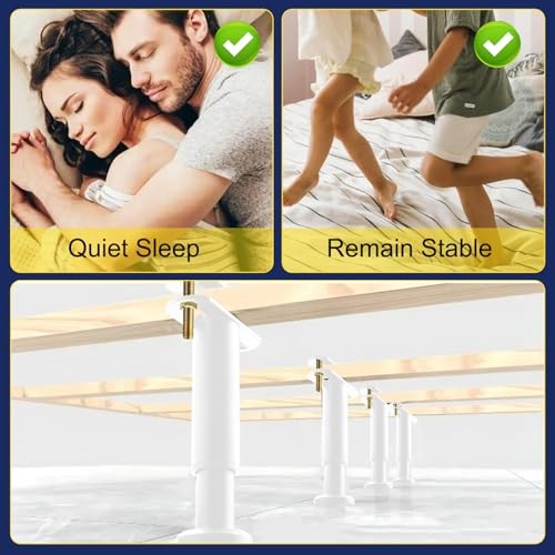 4 Pcs Adjustable Height Bed Support Legs [with Screws] 3.15-4.72 Inch White