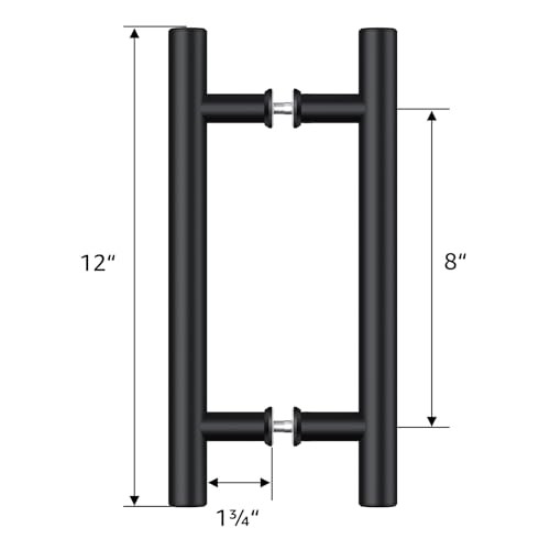 1'' Sliding Barn Door Handle, Double-Sided Set Pack | Push Pull 2 Black